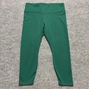 Fabletics Womens Capri Leggings W34" Green Criss Cross Back Workout Yoga